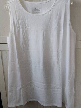 Denim & Co. White Cotton Jersey Tunic Tank /w Flared Bottom-5XP- NWT